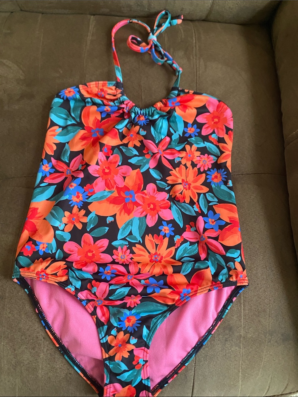 Girls Floral Tank One-Piece Swimsuit - Multicolor